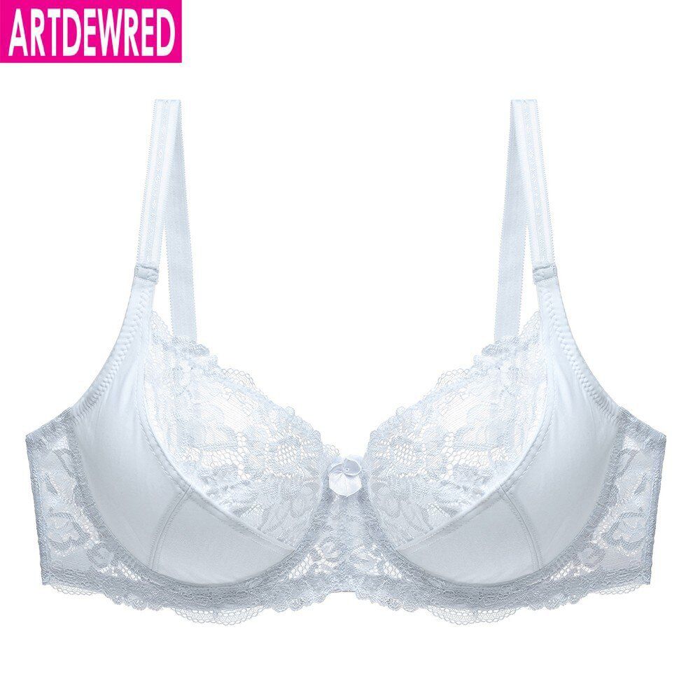 New Lace Perspective Bra Women  Lingeries Underwire Embroidery Floral Bralette Plus Size C D E 80 85 90 95 100 105