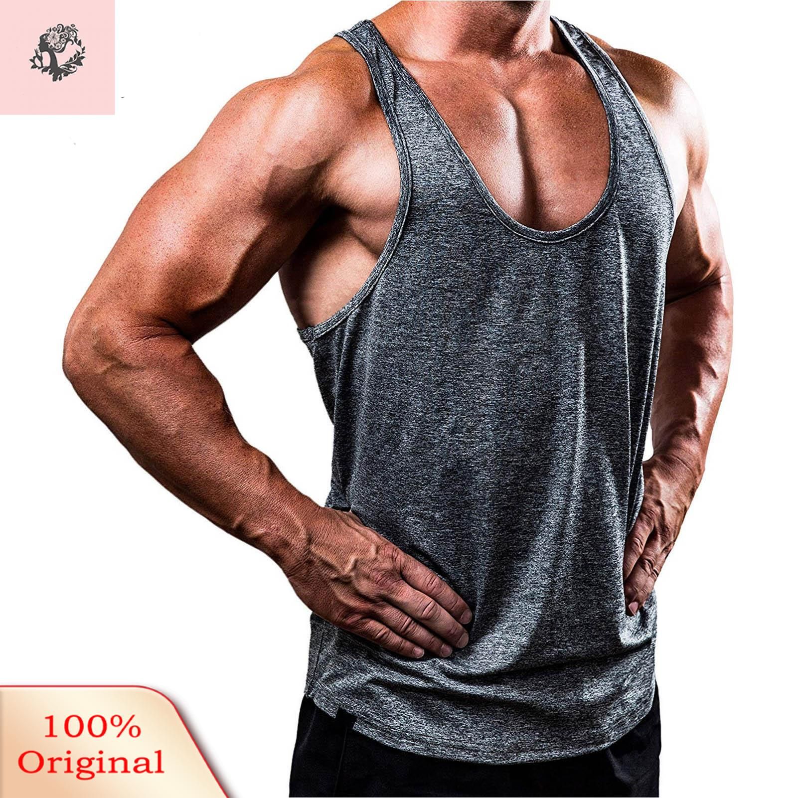 Sunnyheart Men Tank Top Solid Color Quick Dry Summer T-shirt