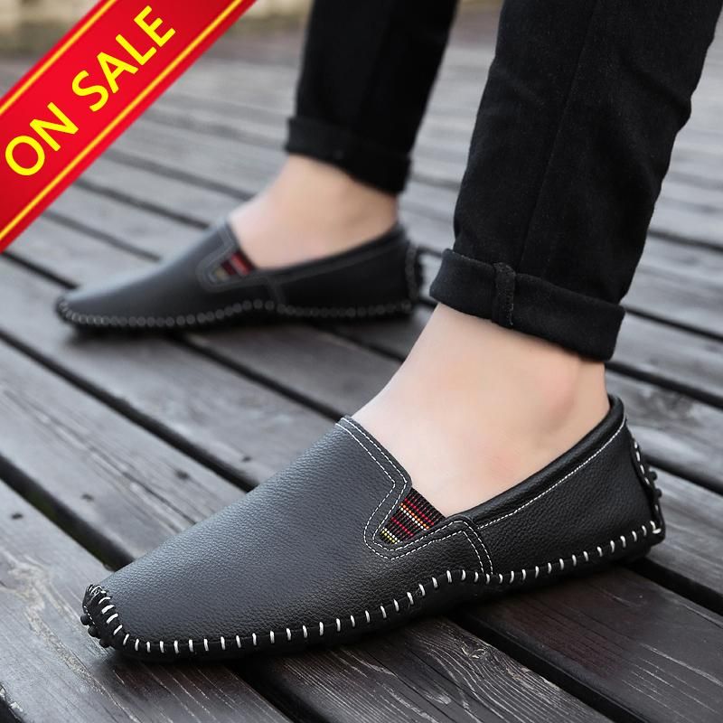 Fashion Handmade Leather Shoes Men Slip on Loafers Men Driving Shoes Men Casual Shoes Men Lazy Shoes Big Size 38-47