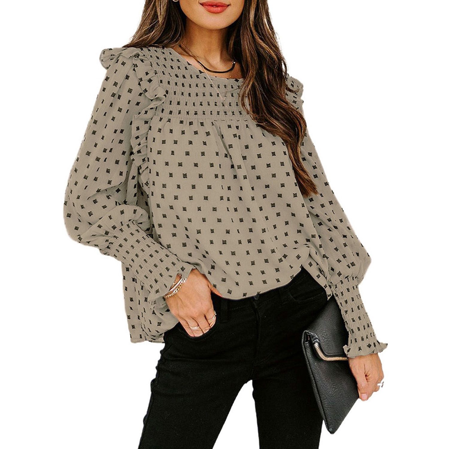 Ladies Shirt Tight Elastic Cuff Simple Elegant Ladies Shirt