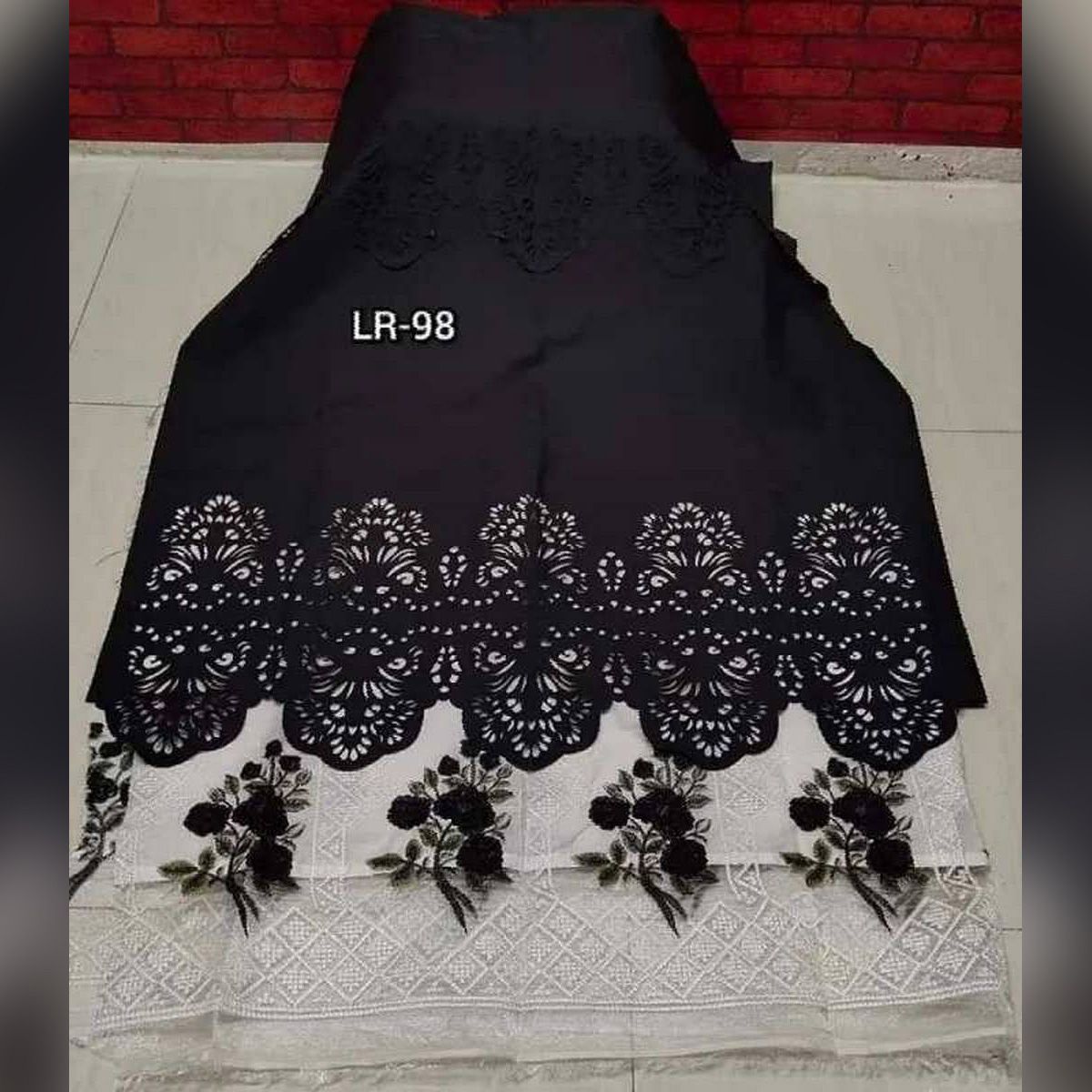 Black Color Pakistani Laser Cut Gorgeous Unstitched 2 Piece - পাকিস্তানি আনস্টিচড লেজার কাট "টু পিস"