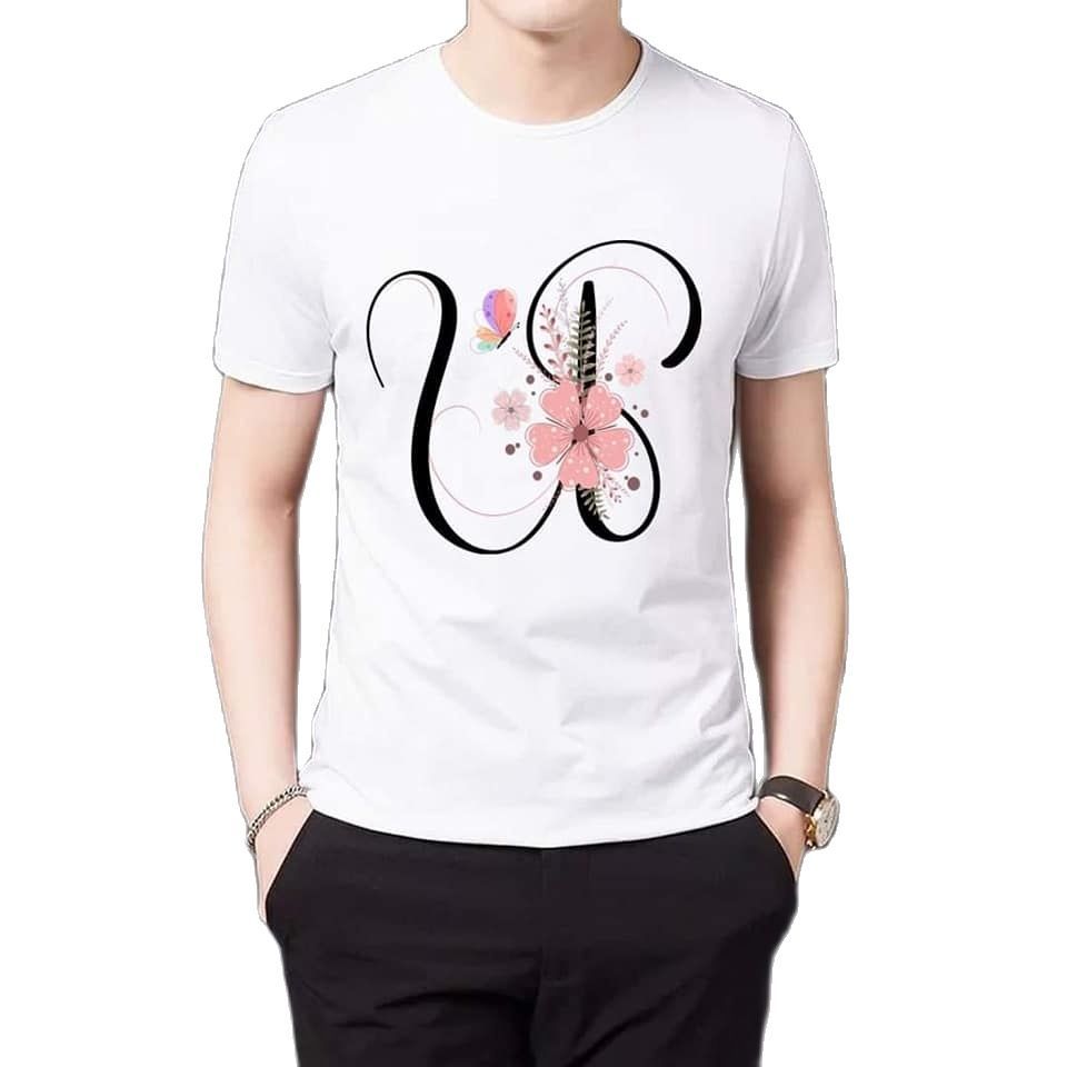 Floral Alphabet Letter "U" T-Shirt for Men's