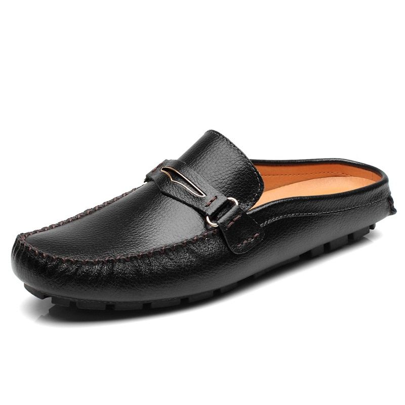 Designer Slipon Men Casual Shoes Luxury  High Quality 2021  Leather Slipper Loafers Summer Half Shoes For Men
