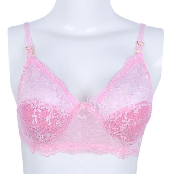 Pink Cotton Net Bra For Women