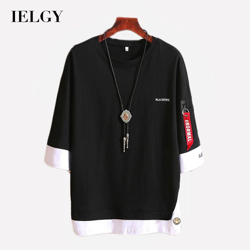 IELGY summer five-point sleeve t-shirt men's short-sleeved Korean tide loose half-cut sleeve t-shirt tide brand