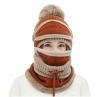 3Pcs Winter Women Thicken Warm Knitted Pompom Beanie Hat Cap Scarf Fe