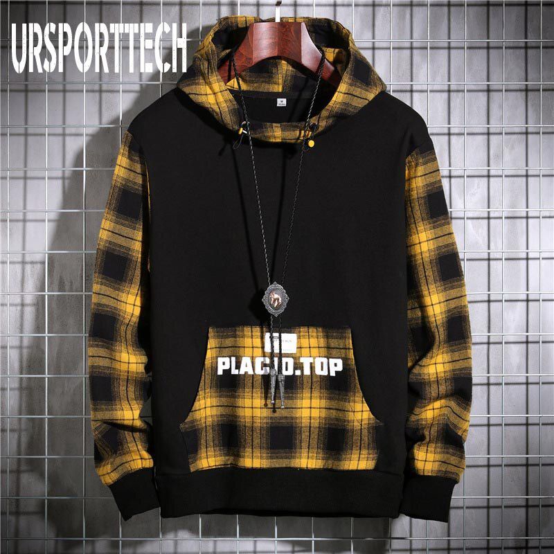 Spring Autumn Hoodies Man sweatshirts Men Fleece Streetwear Pullover Hoodie Men/Women Casual Plaid Hooded Sweatshirt  Hop 4XL