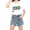 Women Christ Snowman Printed Short Sleeves O Neck Cotton T-shirt Tops Blouse