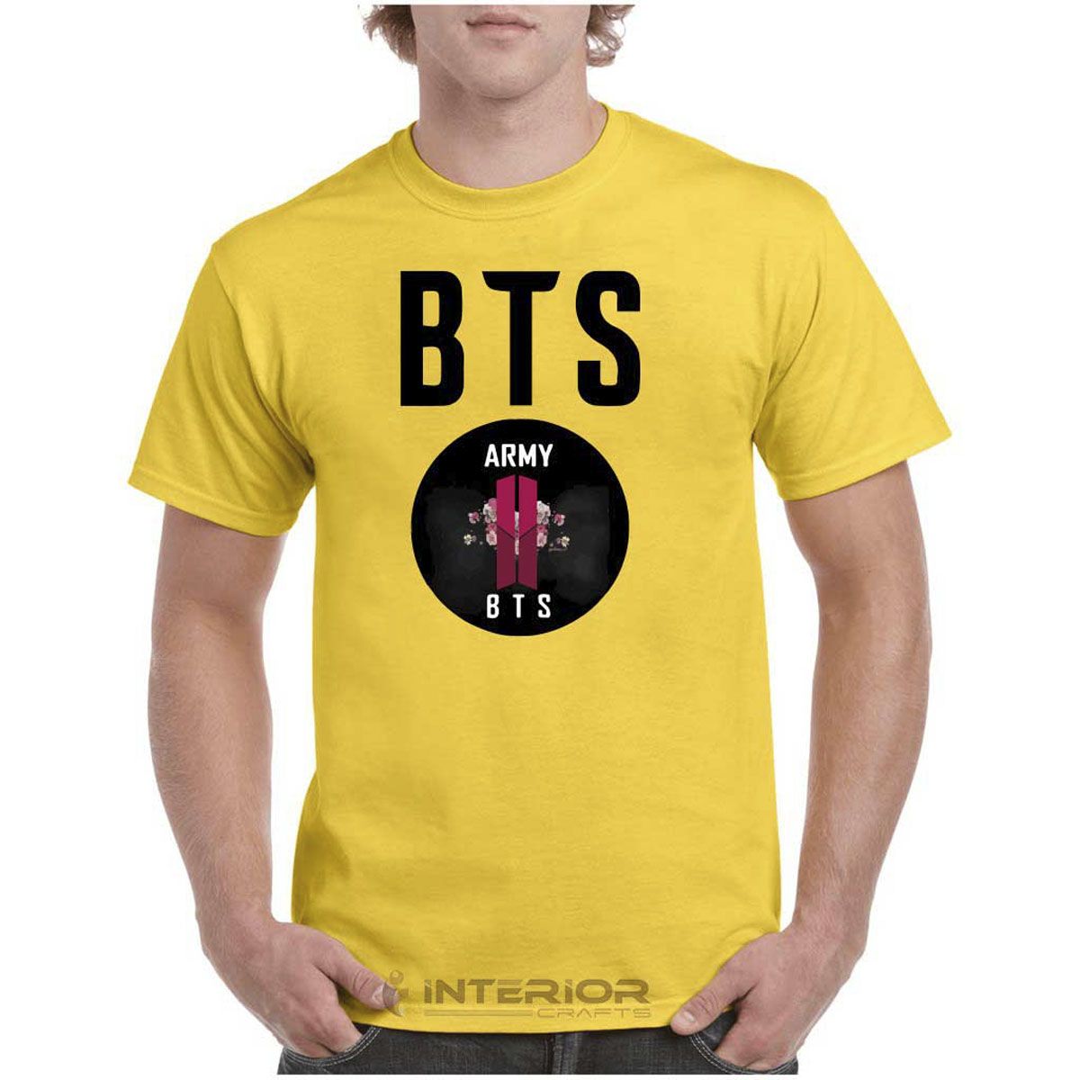 Adullam BTS K-pop BTS LOGO Design Printed T-shirt Graphic Printed Half Sleeve Round Neck T-Shirt for Men