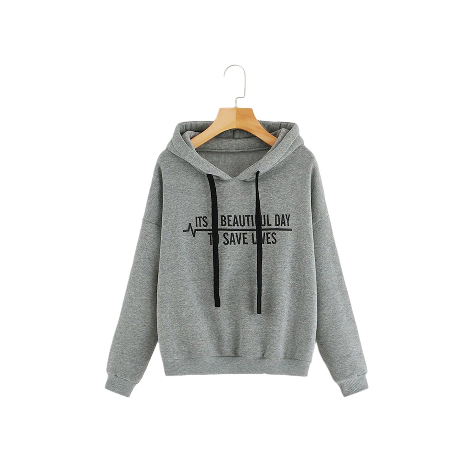 Women Long Sleeve Letter Print Hoodie Women Fashion Loose Hooded Top for Shopping Daily Wear