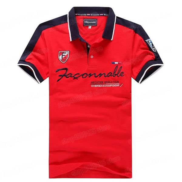Red Polo Cotton Short Sleeve T-Shirt for Men