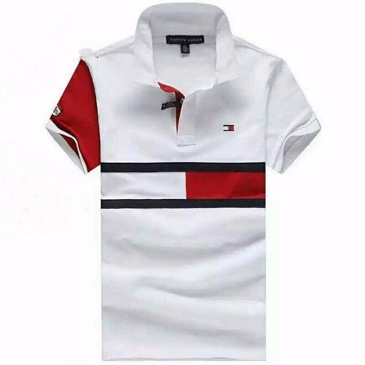White Cotton Polo T-shirt for Men
