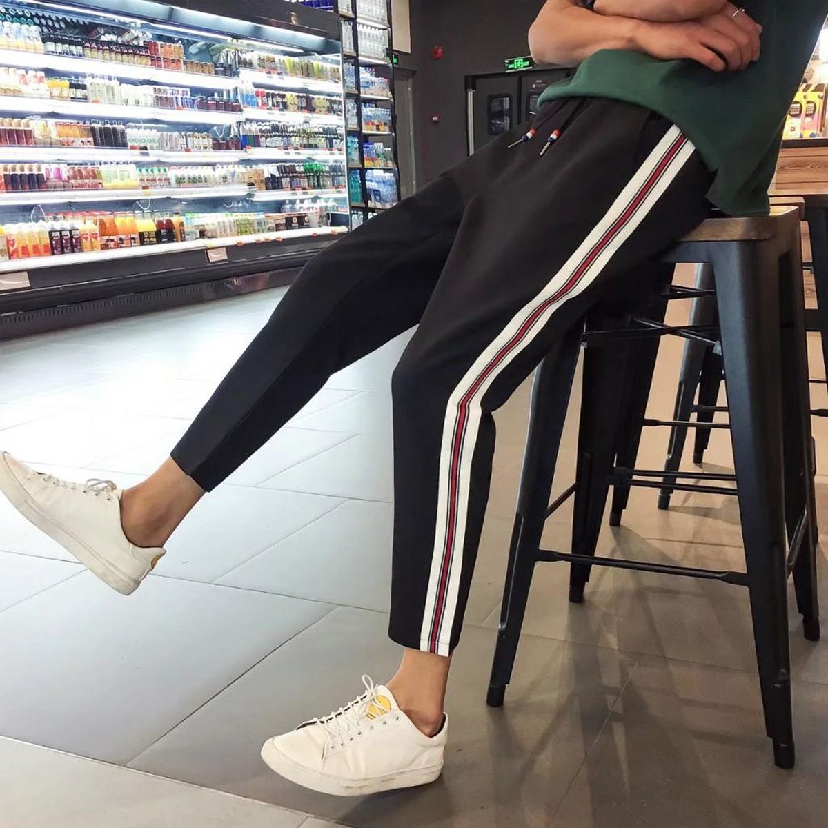 IELGY Korean Harajuku cropped suit men's pants