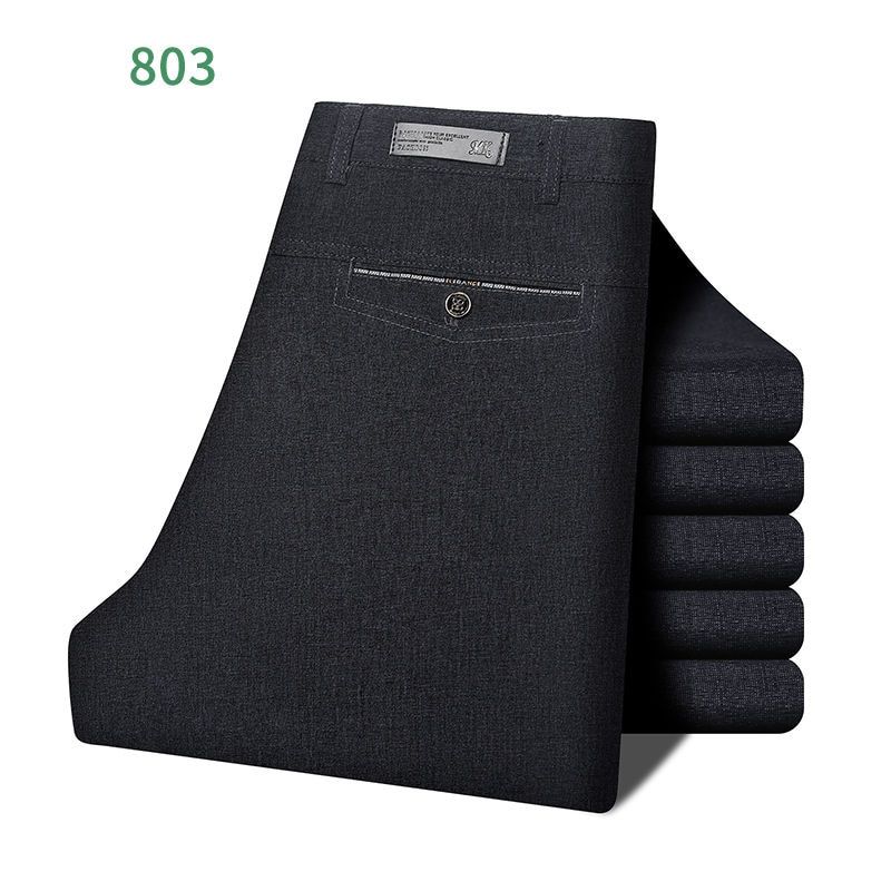 Men's Summer Style Thin Casual Pants High Waist Cotton Men Loose Straight Long Suits Pants Middle-aged Business Leisure Trousers