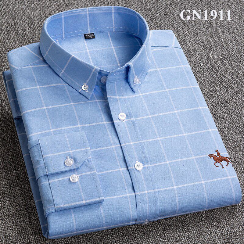 S-6XL Plus size New  OXFORD FABRIC 100% COTTON excellent comfortable slim fit button collar business men casual shirts tops