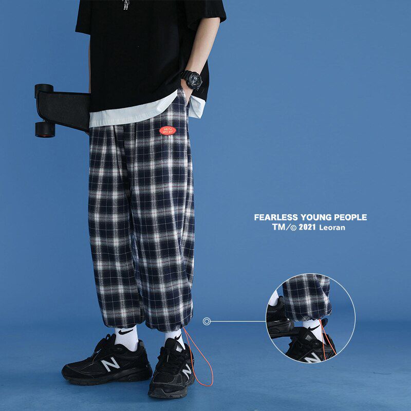Trendy Plaid Streetwear Pants Men's New Comfortable Pant Summer Loose Comfortable Casual All-match Korean Joggers Trousers