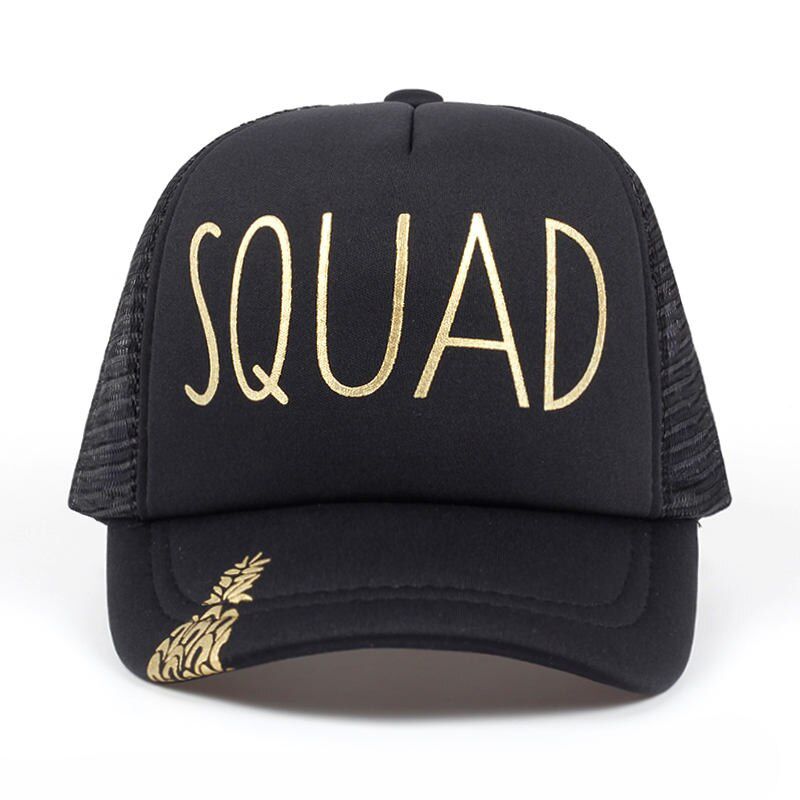 pineapple BRIDE SQUAD Baseball Caps Golden Print Style Hats Women Wedding White Black party Summer Hats