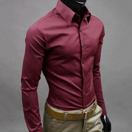 Men's Shirt Button-down Closure Anti-wrinkling Smelless Long-sleeve Button-down Shirt for Daily Life