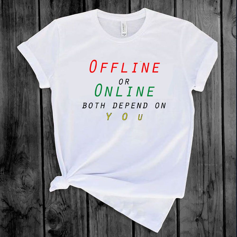 Offline Or Online T-Shirt For Men