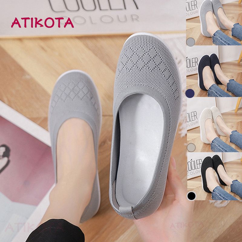 Breathable Flying Woven Flats Shoes Casual Comfortable Work Shoes for Women Lightweight Wear-resistant Female Single Shoes