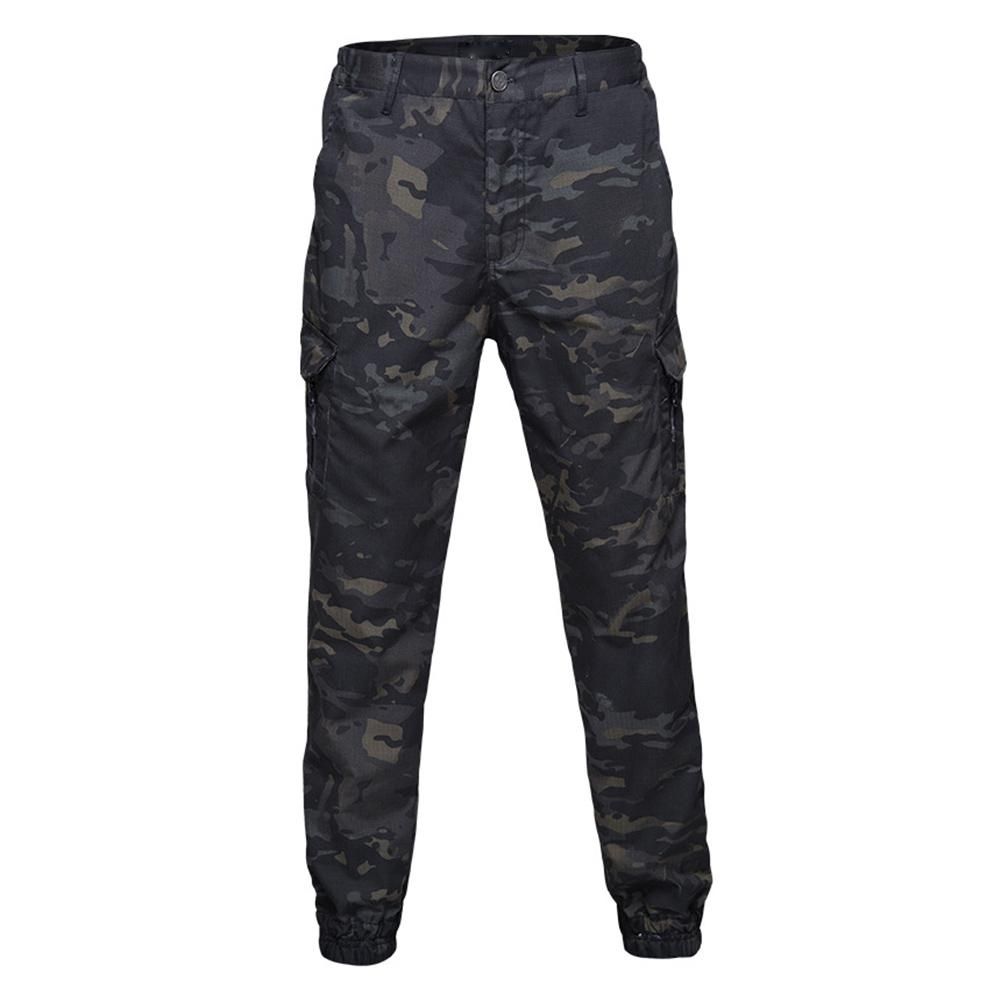 Men Camo Print Pants Loose Waterproof Wear-resistant Casual Trousers for Spring