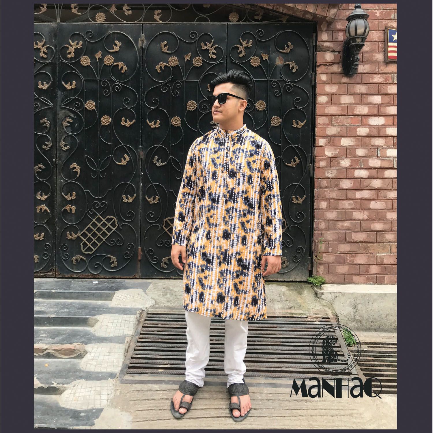 Men's Classic trendy abstract printed Panjabi