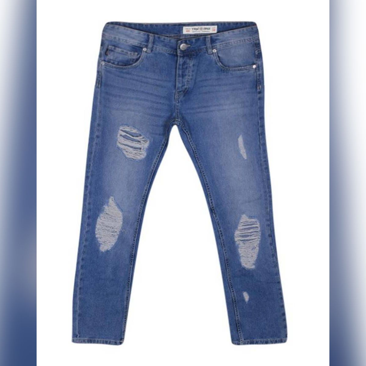 Sky Blue Cotton Jeans Pant for Men