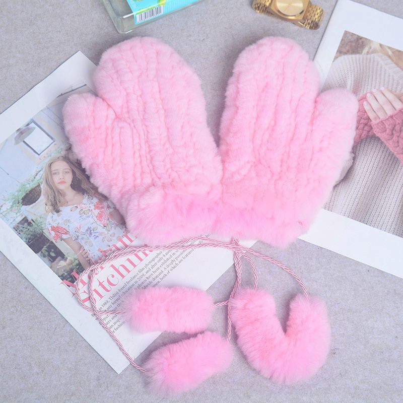 Women's Winter Warm Rex Rabbit  Gloves Good Elastic Ladies  Mittens Girls Outdoor Warm Natural Rex Rabbit  Mittens