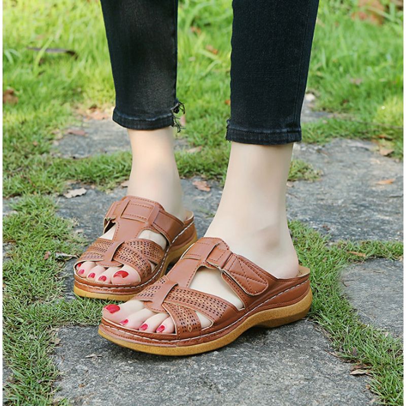 Women Casual Sandals Comfortable Soft Slippers Embroider Flower Colorful Ethnic Flat Platform Open Toe Outdoor Beach Shoes