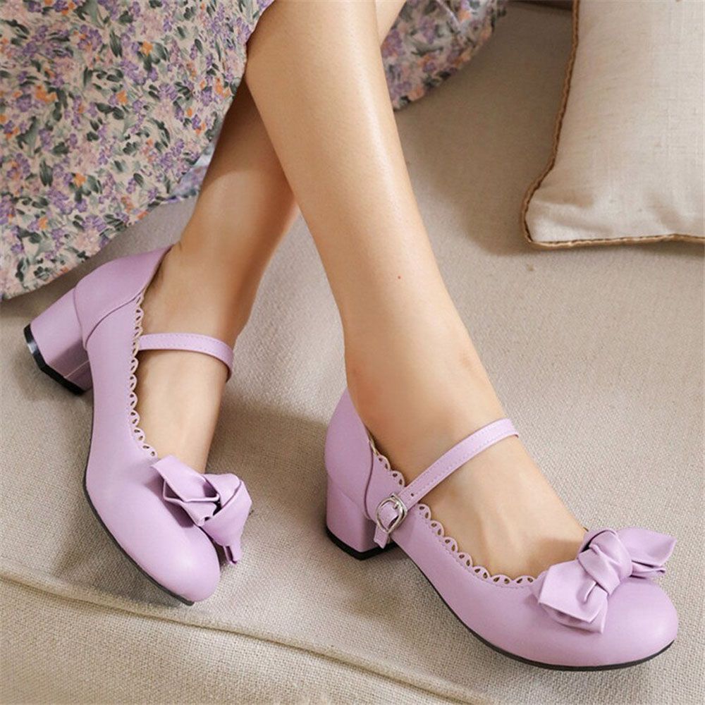 Ladies Med Heel Mary Janes Shoes Square Women Pumps Office Career Shoes Med High Heels Kitten Heels Small Plus Size 30 - 50