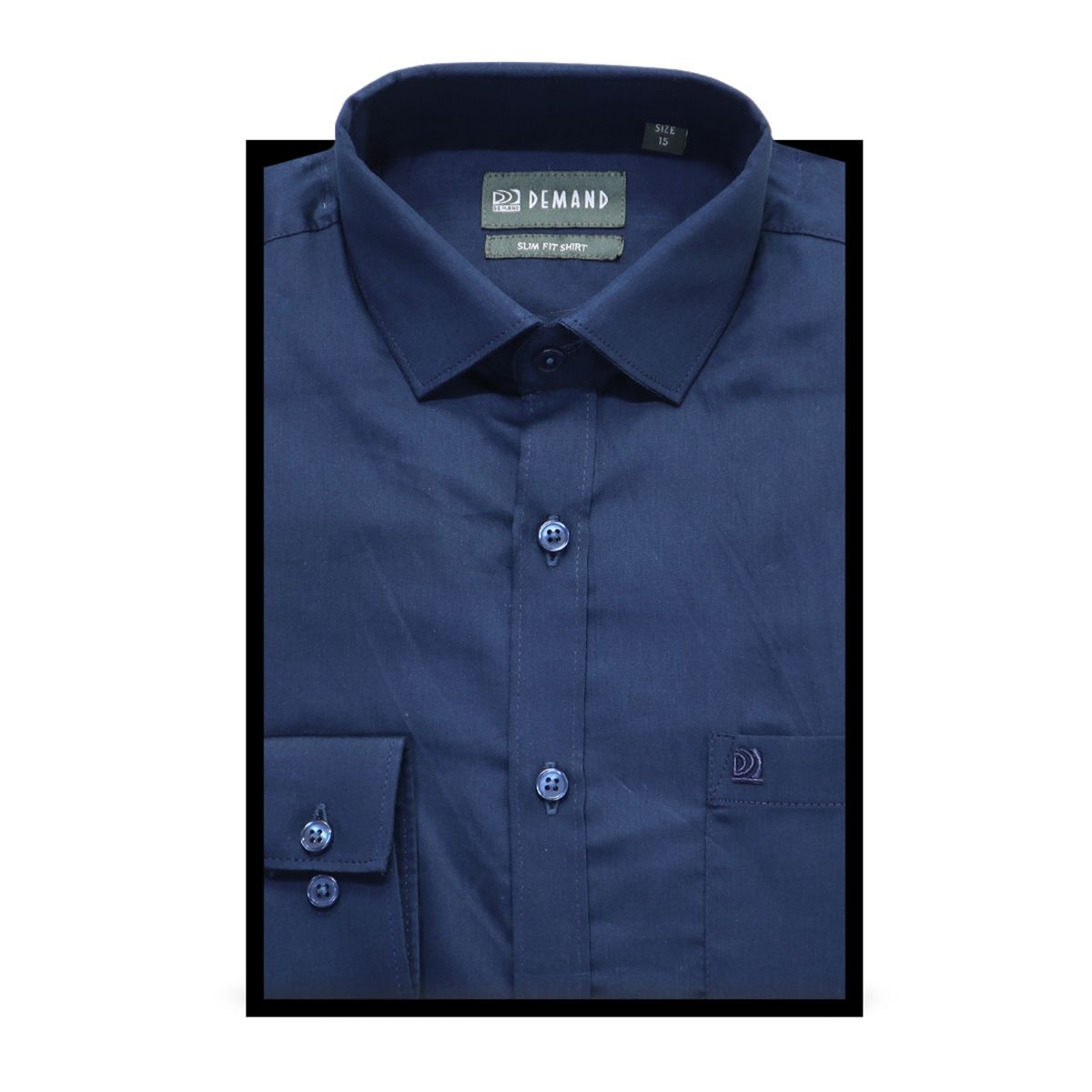 Demand Solid Navy Blue Color Slim Fitted Shirt
