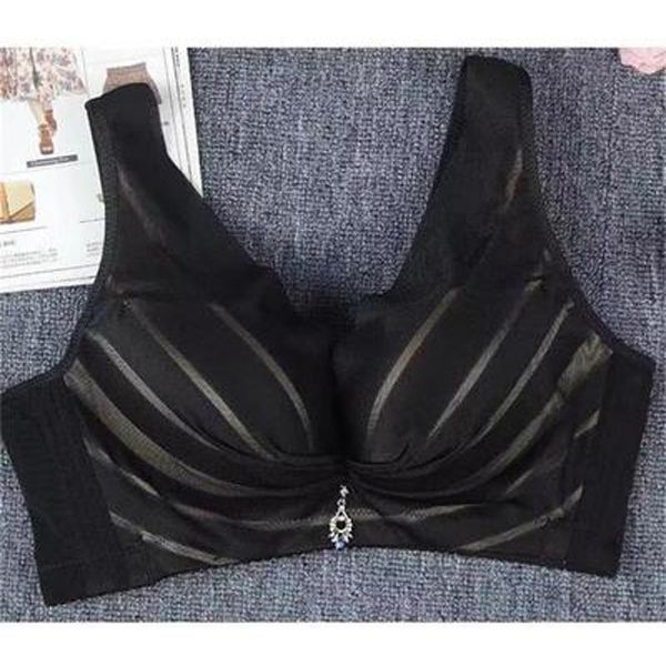 Stripe Ring-free Bra Receiving Accessory Milk Closing Thin Cotton Cup Underwear Large Size Fat MM200 Kind Bra