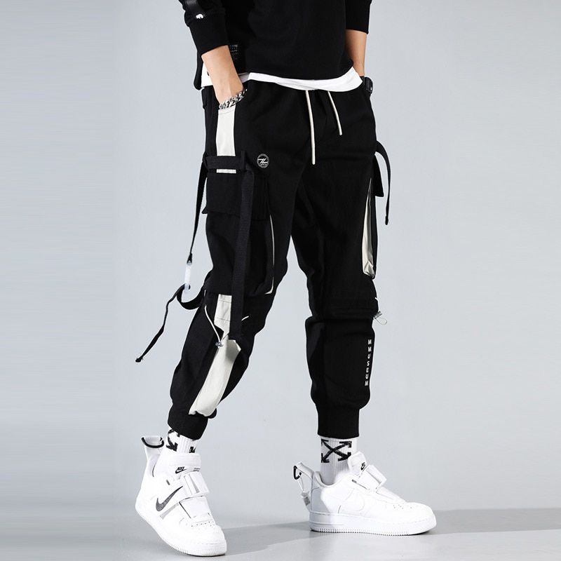 Techwear Pants Multi-pock Block Black Cargo Pants Men Streetwear Harem Joggers Harajuku Sweatpant Hop Trousers Overalls Men