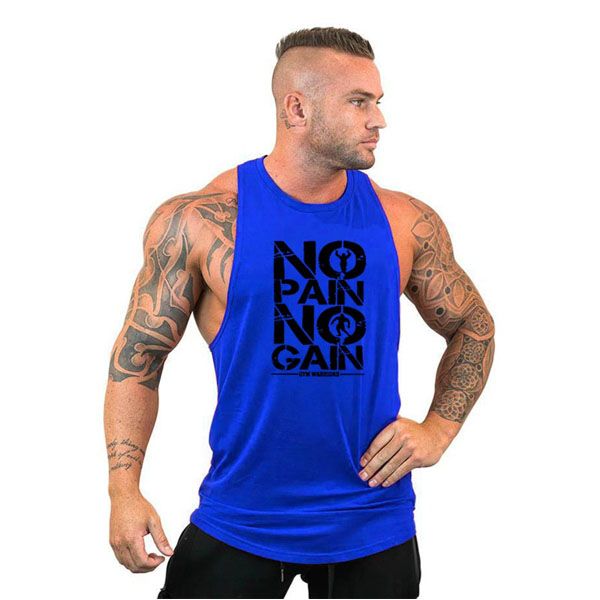 Brand gym clothing no pain no gain stringer tatop men bodybuilding tanktop singlet fitness sleeveless vest muscle Undershirt