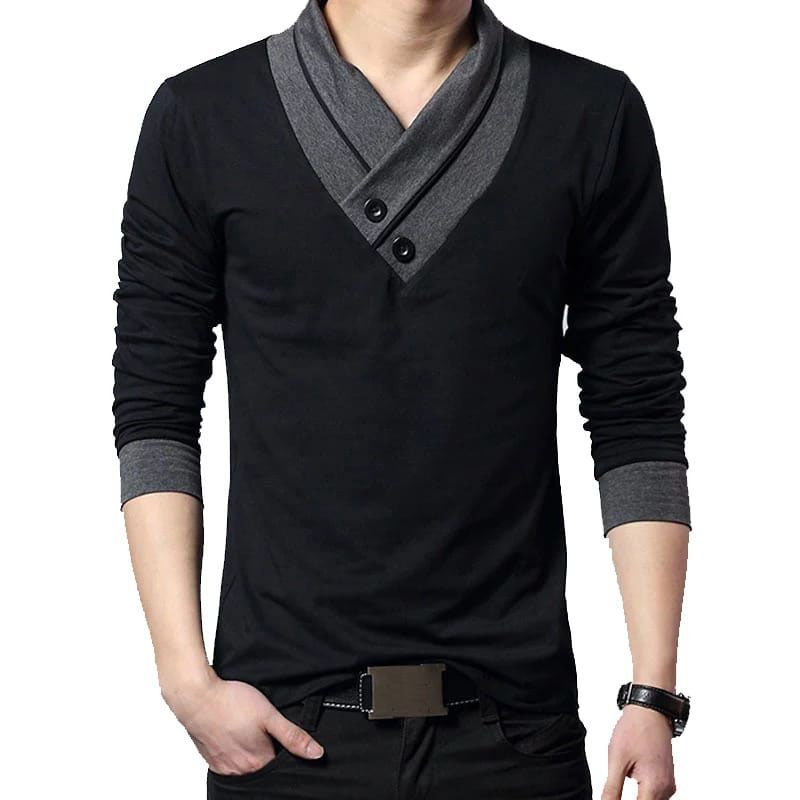 V-Neck Stylish Full Sleeve T-shirt - T Shirt For Man