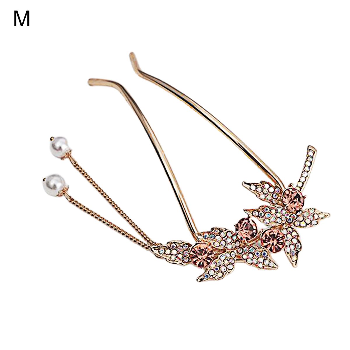 Hair Stick Exquisite Women Elegant Leaf Rhinestone Hair Stick