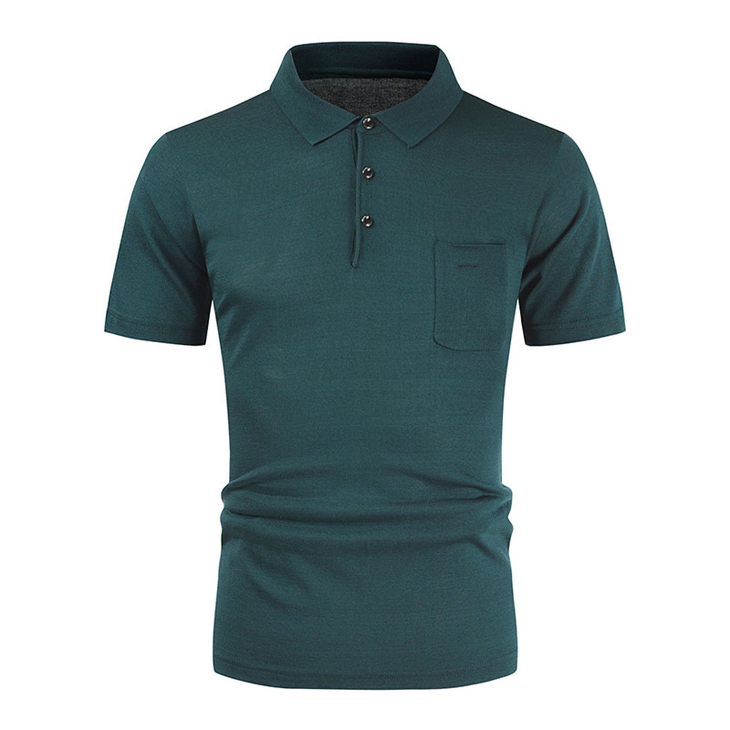 Men Shirt Lapel Solid Color Summer Loose Lapel Short Sleeve Top for Dating