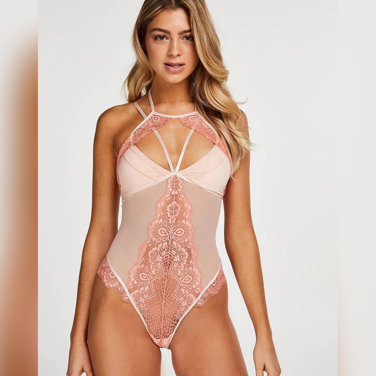 Peach Color Iya Lace BodySuit
