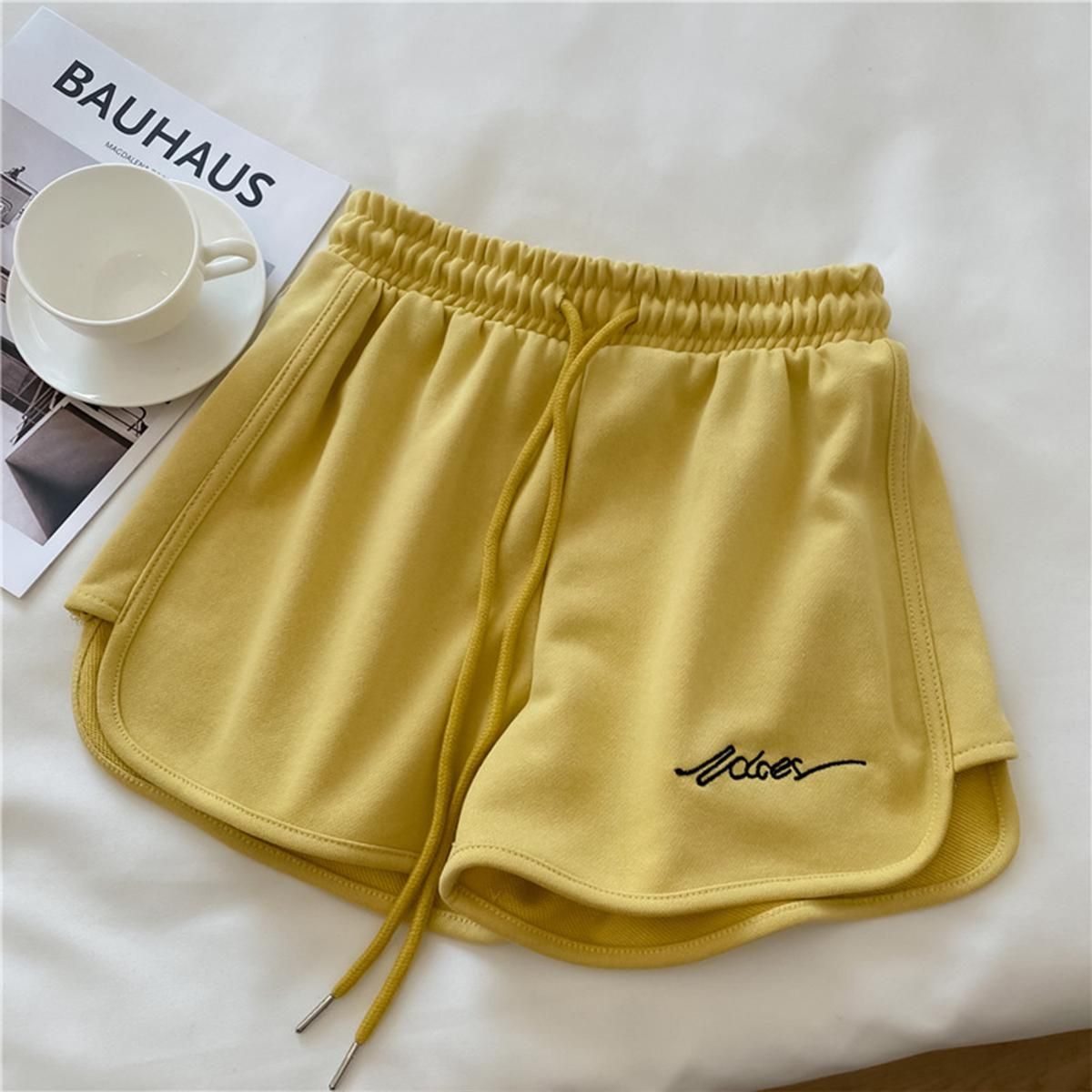 GC Women Sports Shorts Cotton High Waist Pajama Pants Casual Wide Legs Yoga Cropped Pants
