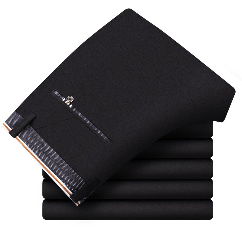 Men's Four Seasons Casual Trousers Business Pants No-Iron Straight-Fit  Dress Clothes Formal Trousers Long Pants Bottoms