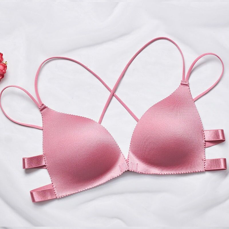 Seamless bra Floral Push up Women Bra Wire Free  Small Chest Front Buckle Beauty Back Breathable Cross Bralette