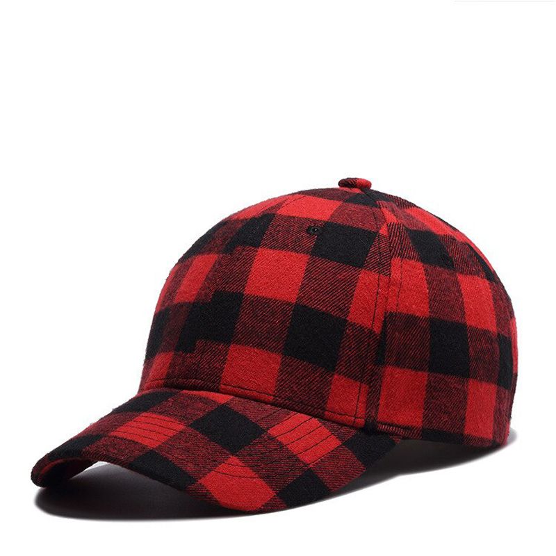 Winter Black Red Green Plaid Check Baseball Caps Dad Hats Women Mens Gorras
