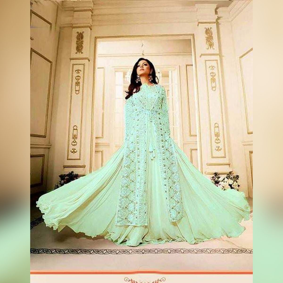 Georgette Long Stylish Exclusive Design Anarkali Dress for Women