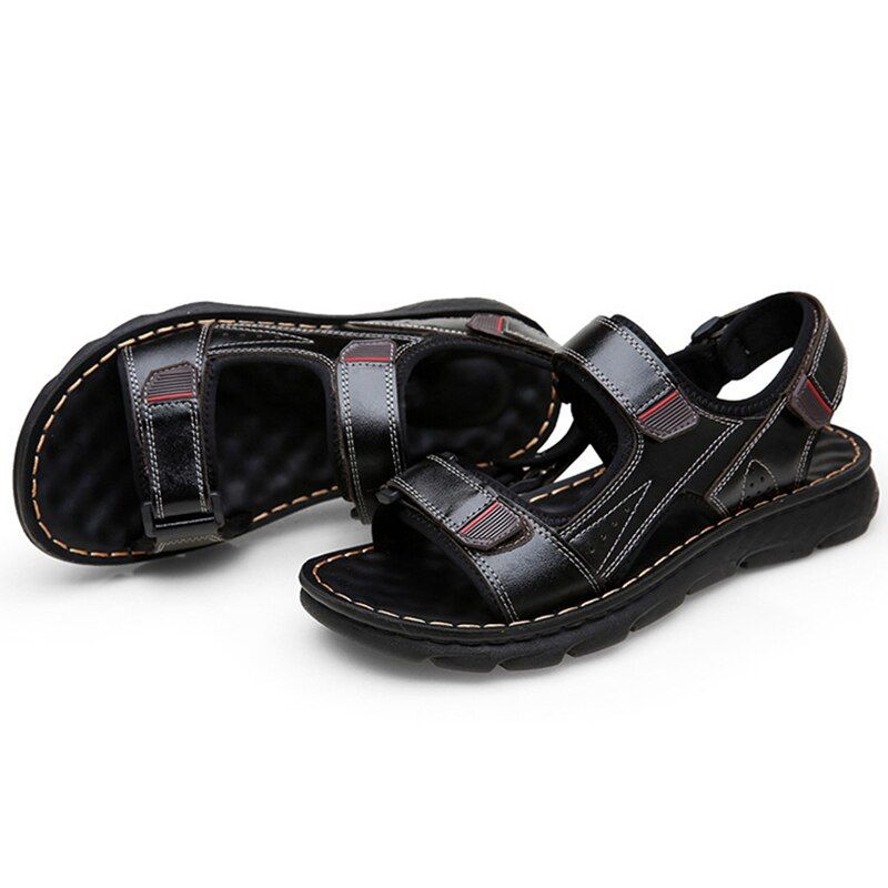 New Summer Men Sandals Leather Shoes Men's Quality Breathable Footwear Flat Man Shoes Outdoor Beach Shoes Mules chaussure homme