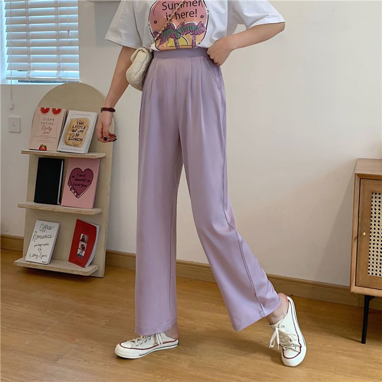 Spring and autumn casual pants women loose and thin drape high waist straight wild wide leg suit pants