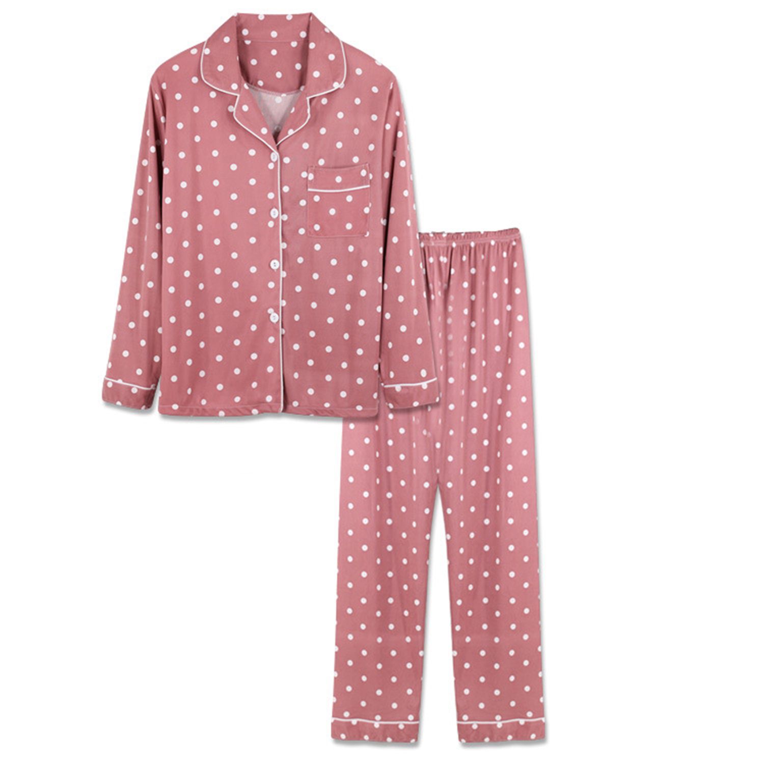 Women Paja Pocket Lady Dot Pt Single-ed Blouse Pants Set
