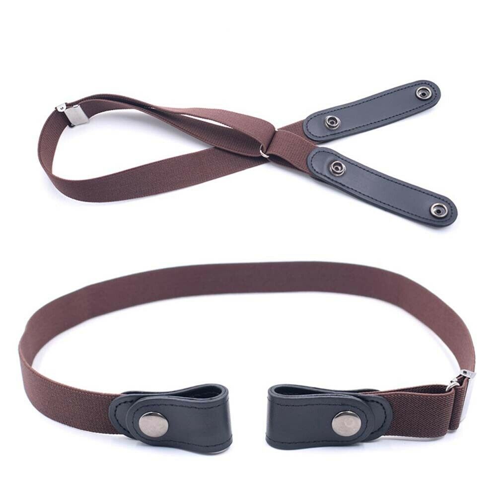 Arriavl Women Buckle-Free Elastic Belts Invisible Belt for Jeans No Bulge Hassle Band Fashion Casual Button Canvas Belt