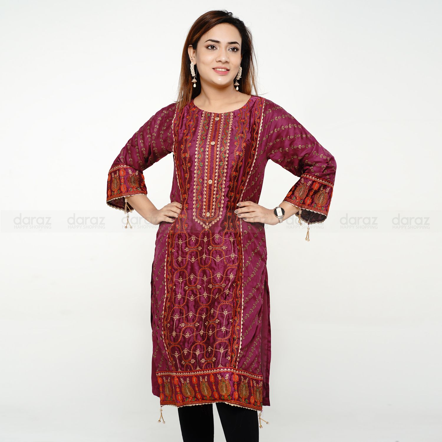 Silk Embroidery Work Kurti for Women