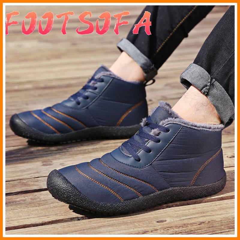 Winter Men Snow Boots Long Plush Outdoor Men's Sneakers 36-46 Warm Fur Man Ankle Shoes Casual Waterproof Army Green Male Boots