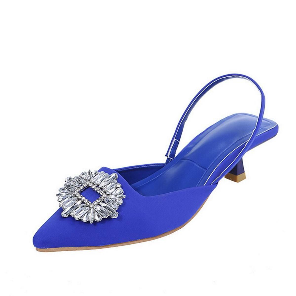 New Women High Heels Shoes Pointed Toe Shallow Diamond Shoes Low Heels Women Slingback Shoes Elegant Party Pumps Plus Size